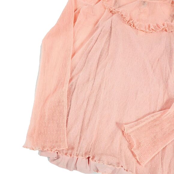 Baum Und Pferdgarten Peach Sheer Top L coquet mesh Flutter Baby doll cottage - Picture 4 of 15